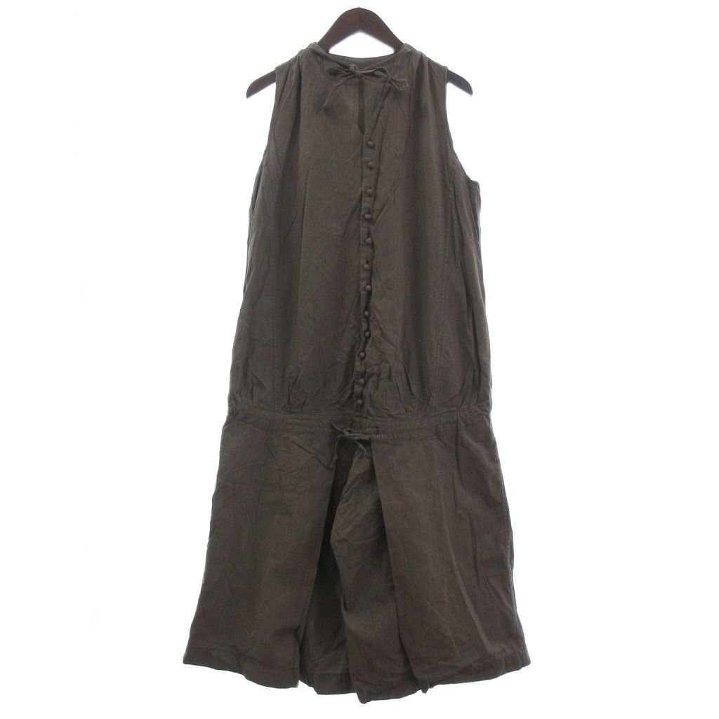 キャピタル kapital オーバーオール オールインワン ノースリーブ ワイドパンツ クロップド 七分丈 XS 茶系