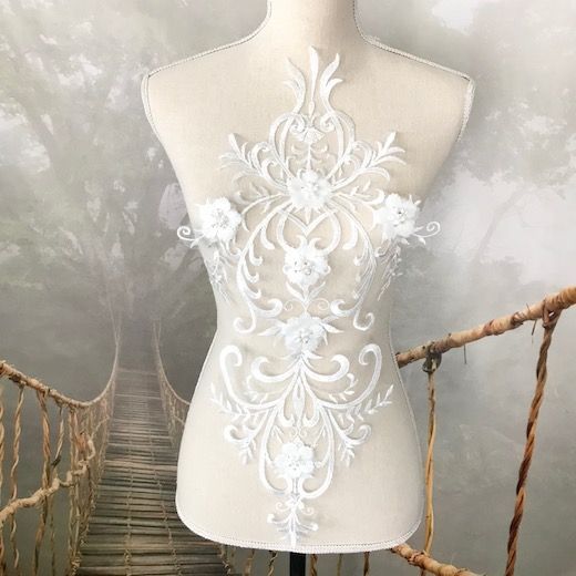 モチーフ チュールモチーフ 花 衣装 装飾 服飾 ダンス衣装 バレエ衣装 新体操 レオタード バトントワリング ホワイト 白 花
