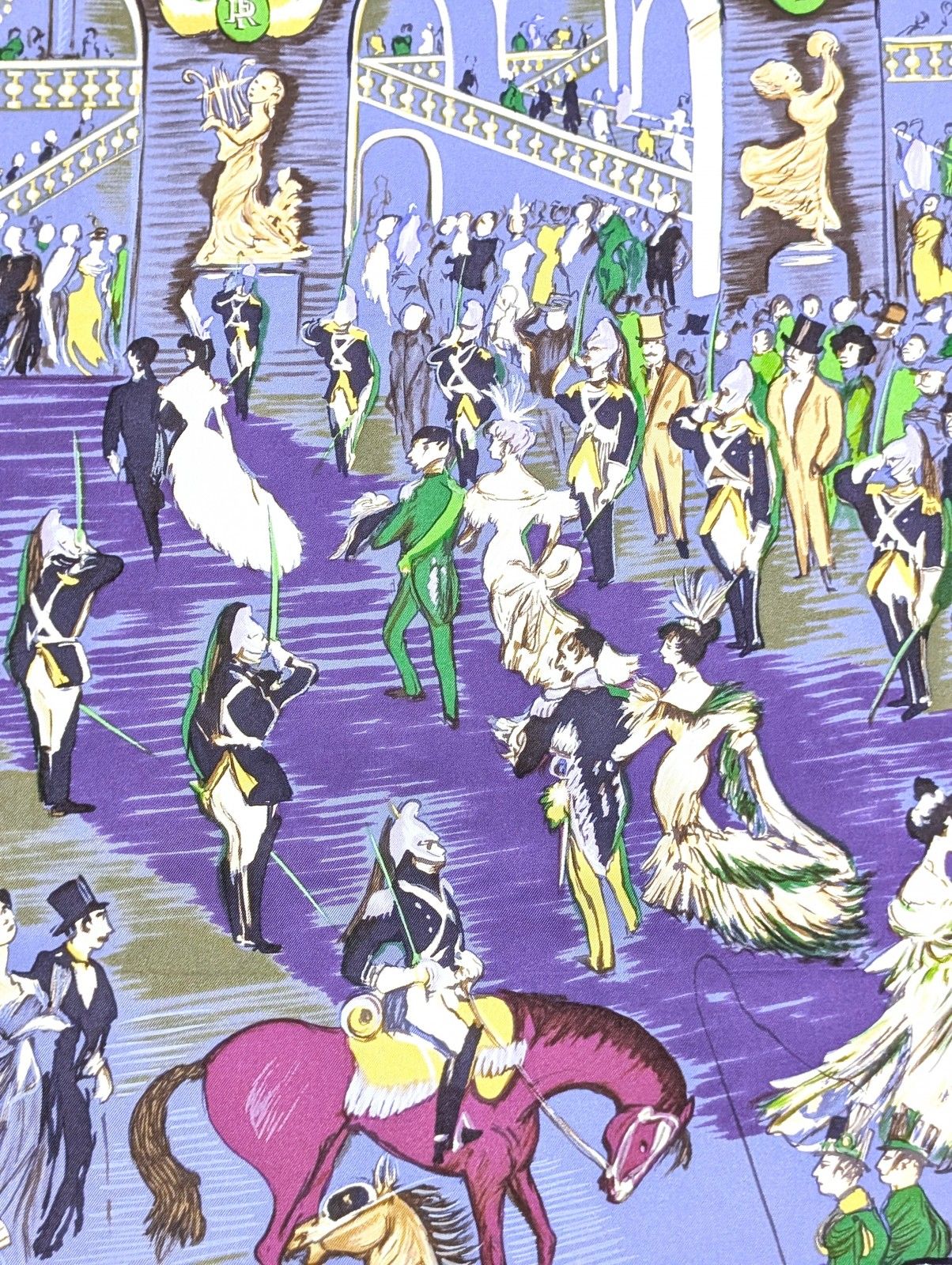 極美品 HERMES カレ 90 SOIREE DE GALA CLERC ガラの夕べ ブルー