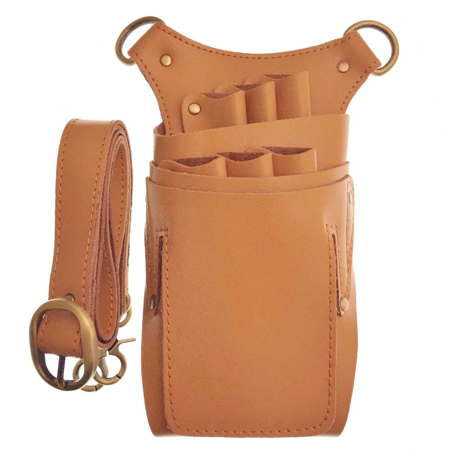 キャメルベージュ 【GLASS FROG】シザーケース ハサミ6丁 本体・ベルト本革 美容師 トリマー トール(キャメルベージュ)