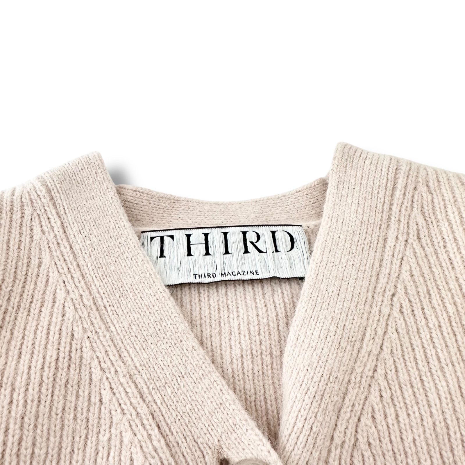 美品 サードマガジン リブ編み ショート カーディガン 9号 ピンク