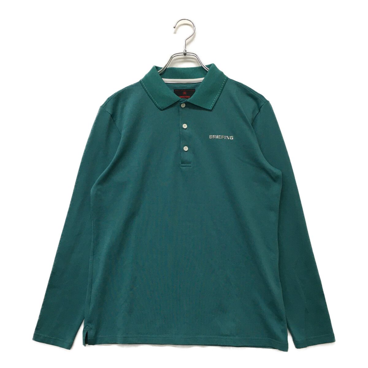 中古 メンズ ブリーフィング BRIEFING 長袖ポロシャツ M 青緑 ブルーグリーン シンプル ベーシック
