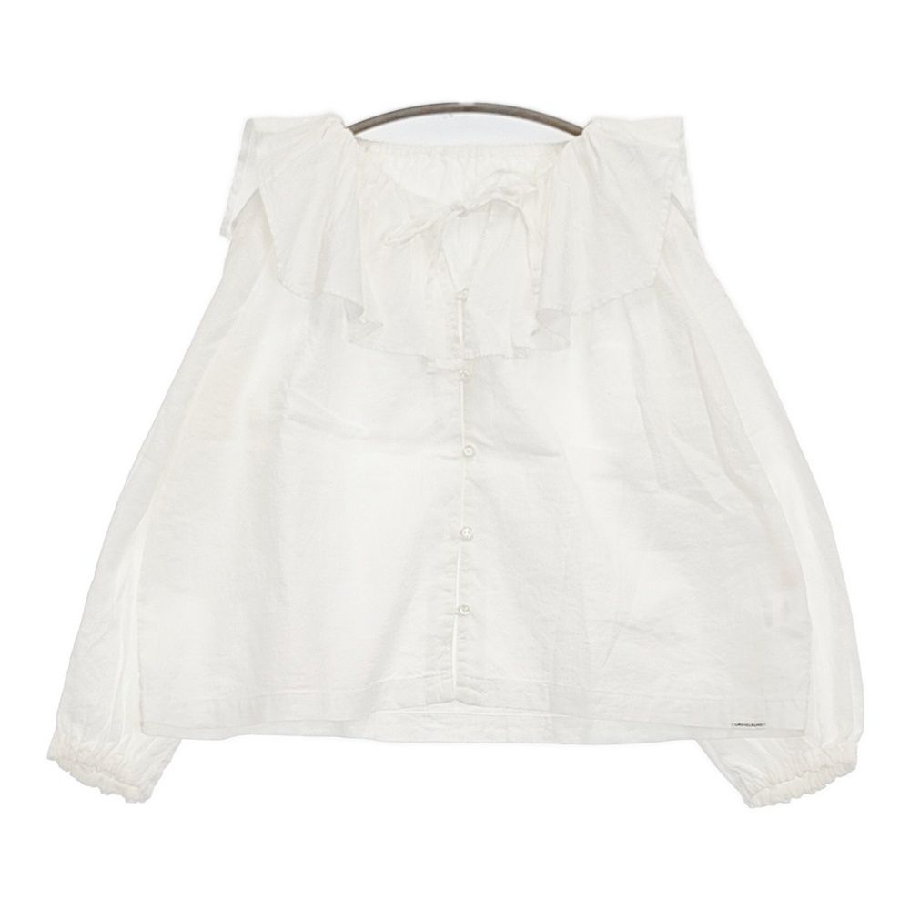 nest Robe ラッフルカラーブラウス UpcycleLino 定価28600円 01244-1160 ブラウス シャツ 24AW ホワイト レディース ネストローブ 5-0902M♪