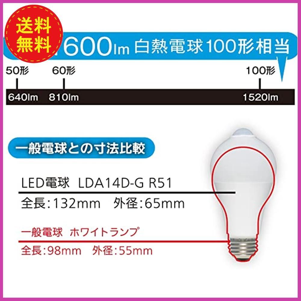 LED電球 E26 100形相当 人感センサー 昼光色 LDA14D-G R51 照明