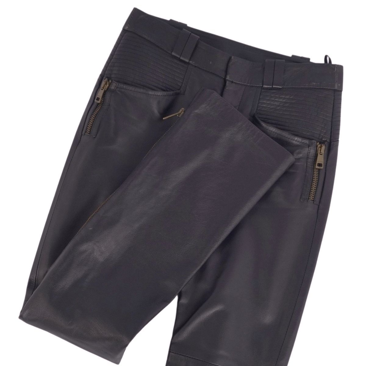 グッチ GUCCI トムフォード期 ロングパンツ レザーパンツ レザー 裾 