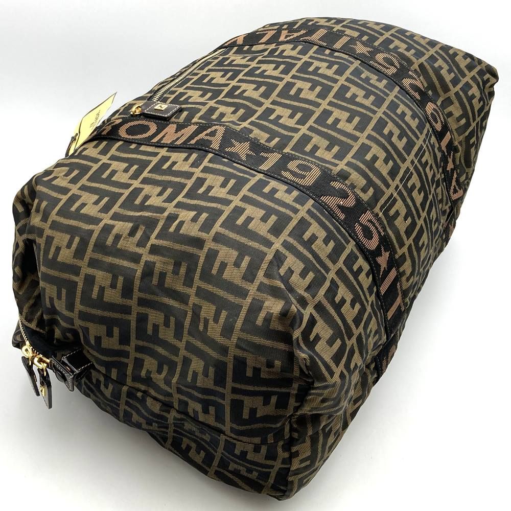 FENDI フェンディ ズッカ ボストンバッグ ナイロン ブラウン