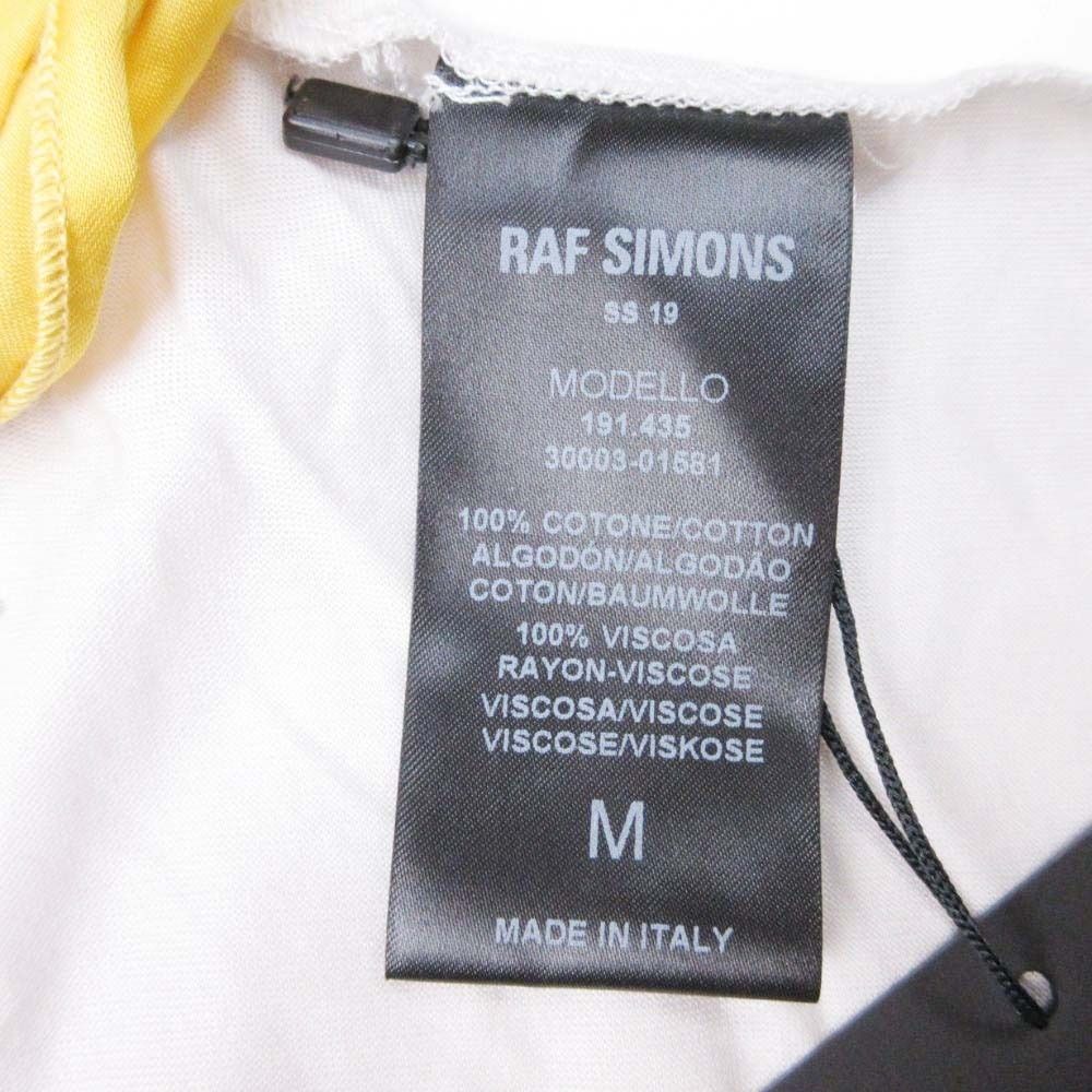 【90％OFF超高級ブランド】 ♥ 19ss RAF SIMONS ラフシモンズ プリント スカーフTシャツ エプロン カットソー ストール M オフホワイト 黄 イエロー メンズ 古着 限定アイテム入荷。