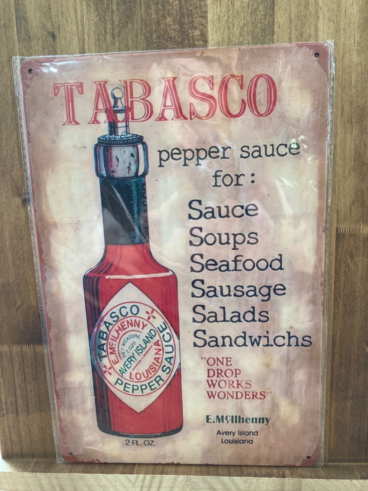 再入荷【新品】ブリキ看板 タバスコ Tabasco ヴィンテージ レトロ