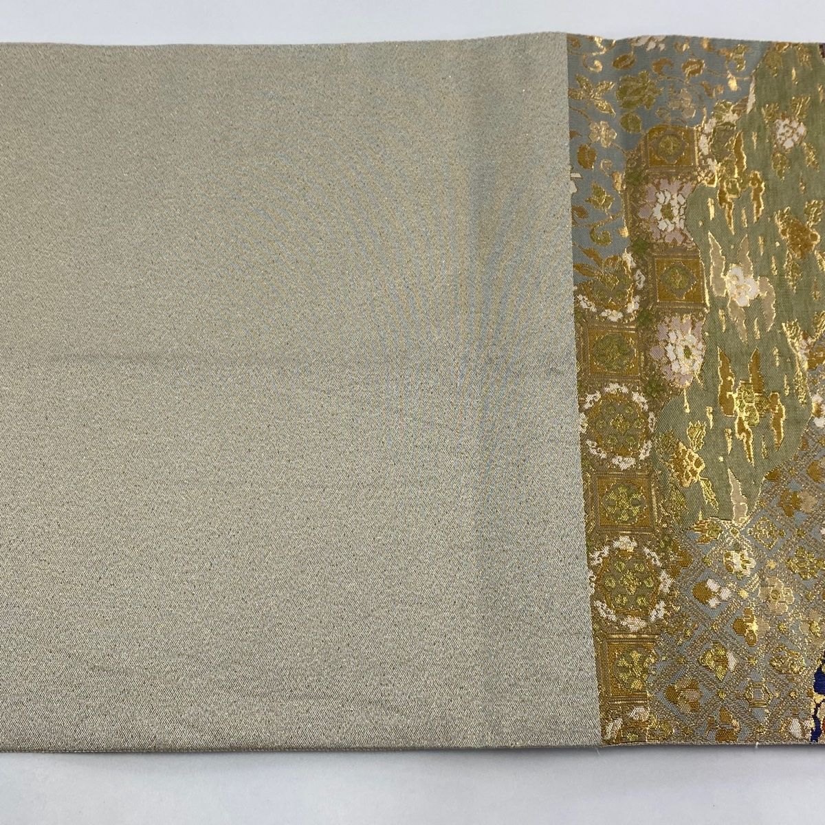 袋帯 美品 名品 蜀江華文 花唐草 金糸 箔 黄土色 六通 正絹
