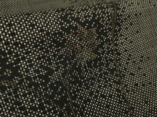 平和屋着物□極上 本場大島紬 7マルキ 古代染色純泥染 草花文 水間輝利