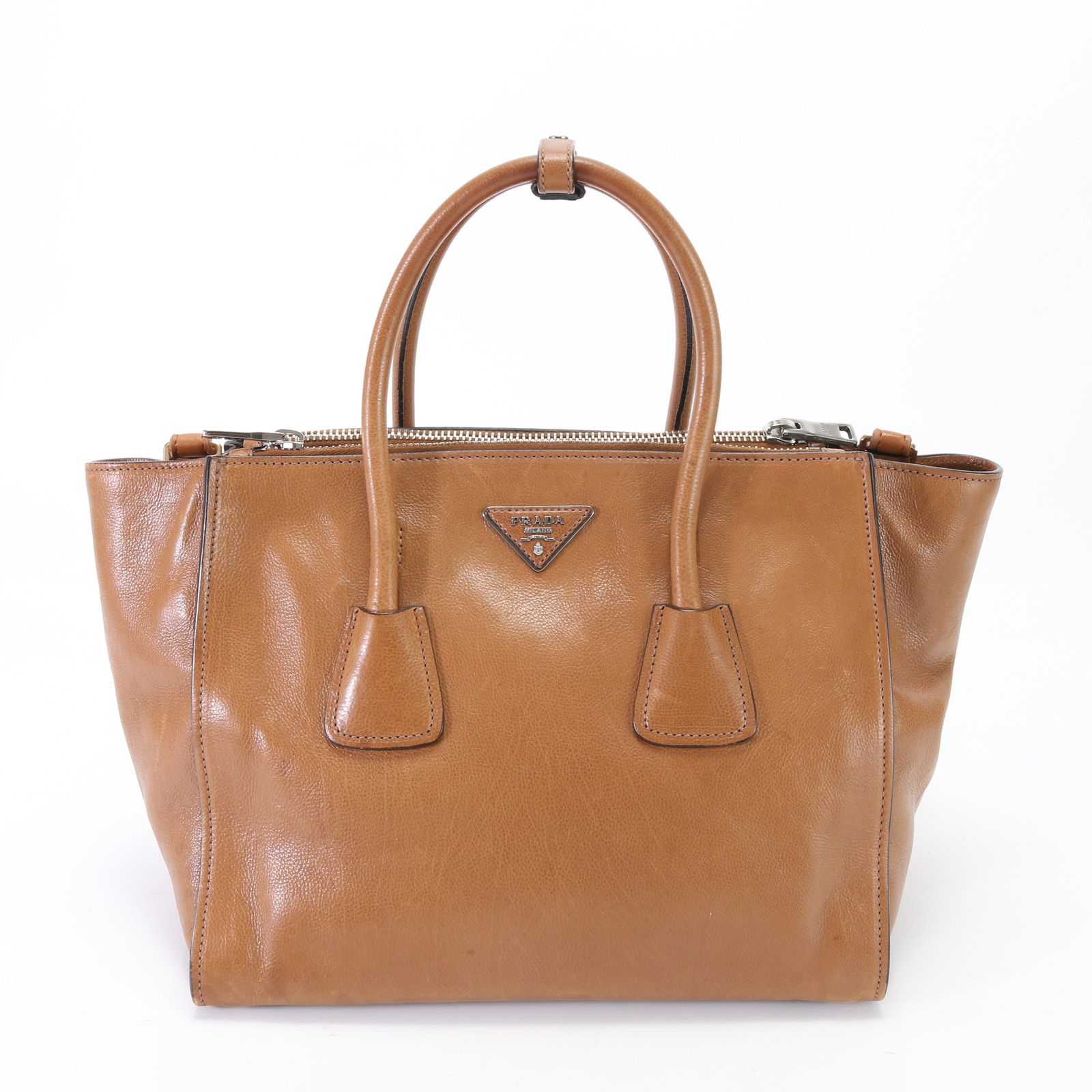 美品 プラダ 三角ロゴ レザー 2WAY ショルダーバッグ トート 