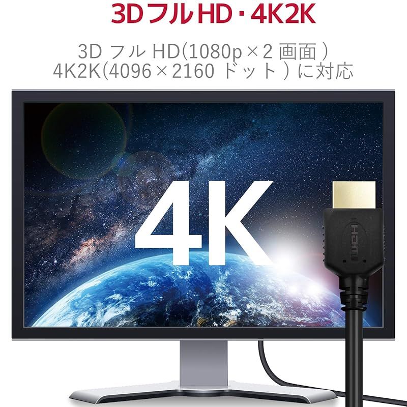 エレコム HDMIケーブル 2.0m 【PS4 PS3 Xbox360 Nintendo Switch ニンテンドークラシックミニ動作確認済】 4K 3DフルHD イーサネット対応 ブラック GM-DHHD14ER20BK 0