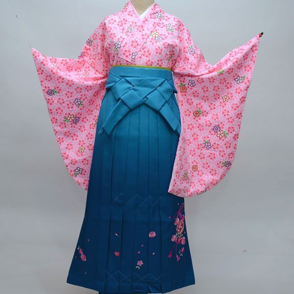 二尺袖 着物 袴 フルセット 百花斉放 ピンク 袴変更可能 NO36765｜着物 