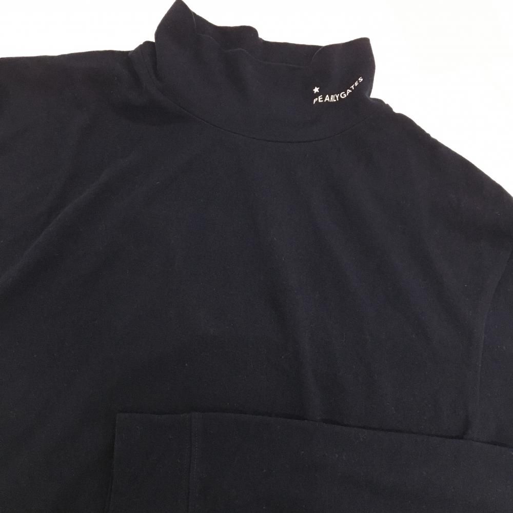 超美品】パーリーゲイツ 長袖ハイネックシャツ ネイビー×白 微起毛