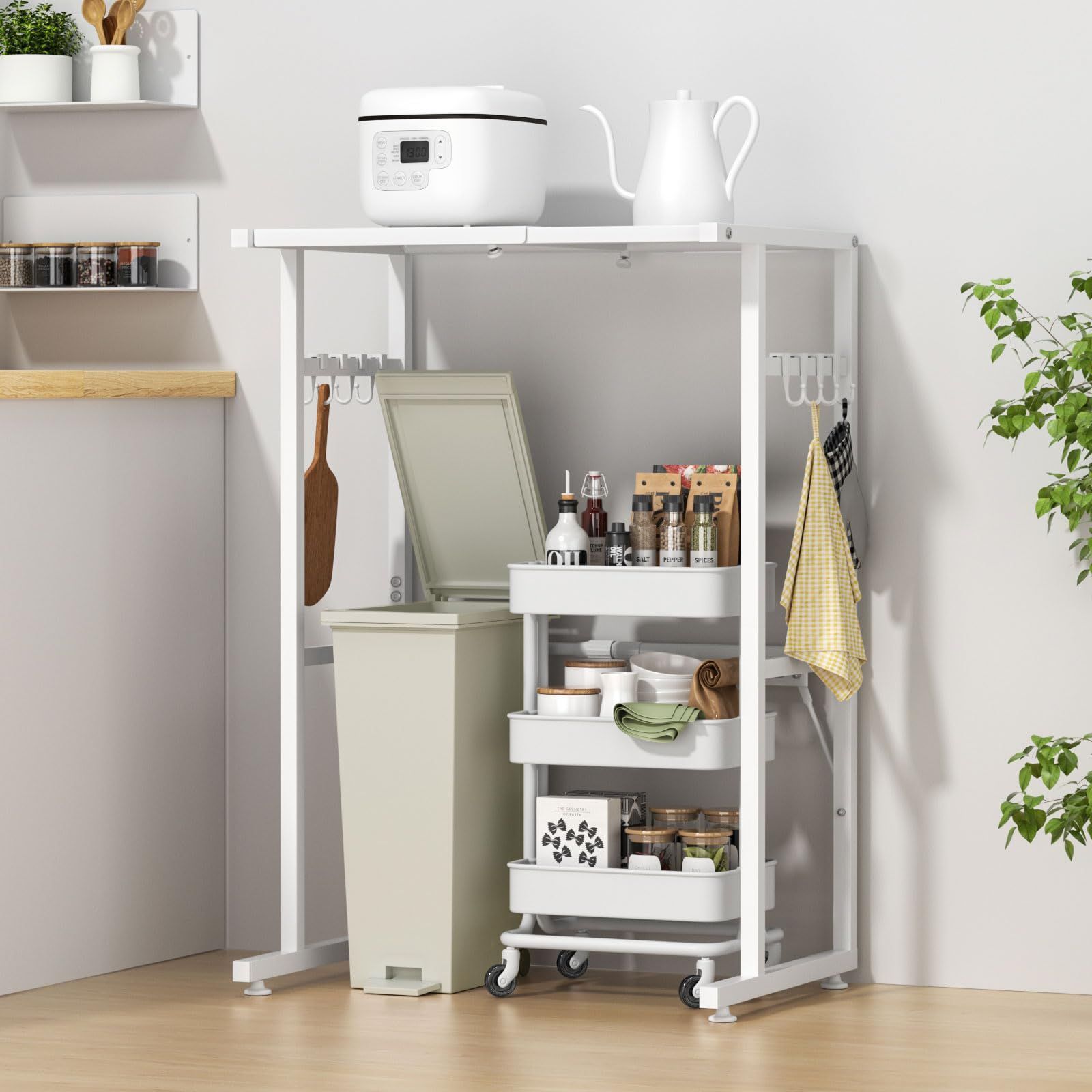 冷蔵庫ラック️ゴミ箱上ラック レンジ棚 幅60×奥行40×高さ180 レンジ台