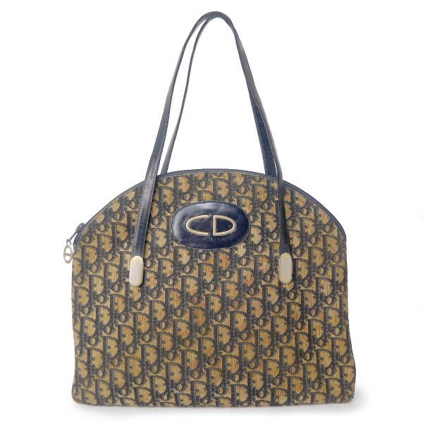 Dior Vintage トロッター柄CDロゴトートショルダーバッグ（青