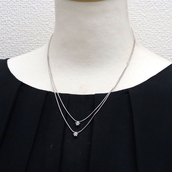 平和堂貿易 Pt ダイヤモンド ペンダントネックレス 0.609ct 2連 スター  