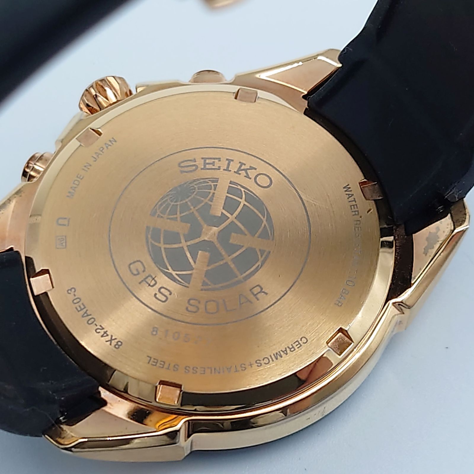 SEIKO セイコー アストロン GPSソーラー 腕時計 ゴールド ブラック文字盤 SS セラミック SBXB153 8X42-0AE0-3 多針 カレンダー 【中古 ABランク】 当店通常価格99