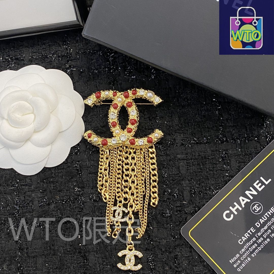 今日 CHANEL シャネル 23 年 ダブル C チェーン フランス式ブローチ