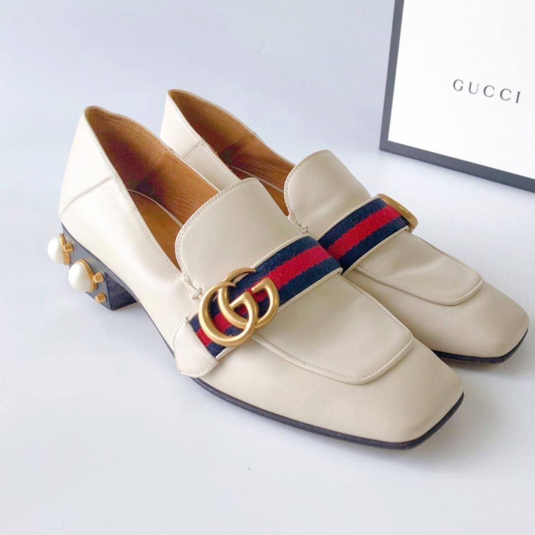 GUCCI グッチ ローファー パンプス GGパールヒール シェリー 25cm-