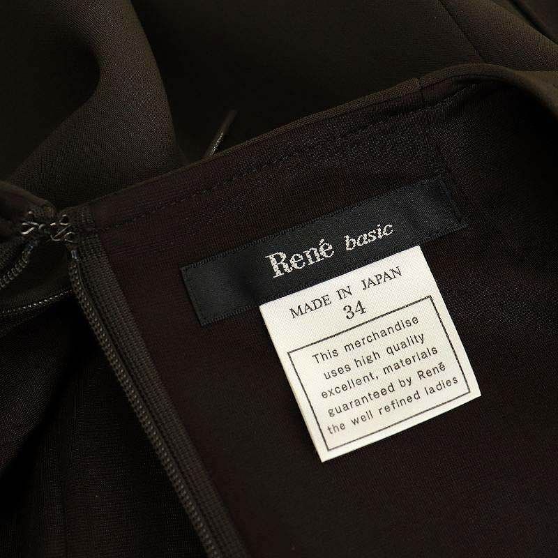 René - ルネ basic 2020年製 カットソー ノースリーブ 34 XS 黒 ルネ Rene ベーシック basic ノースリーブ ワンピース ひざ丈