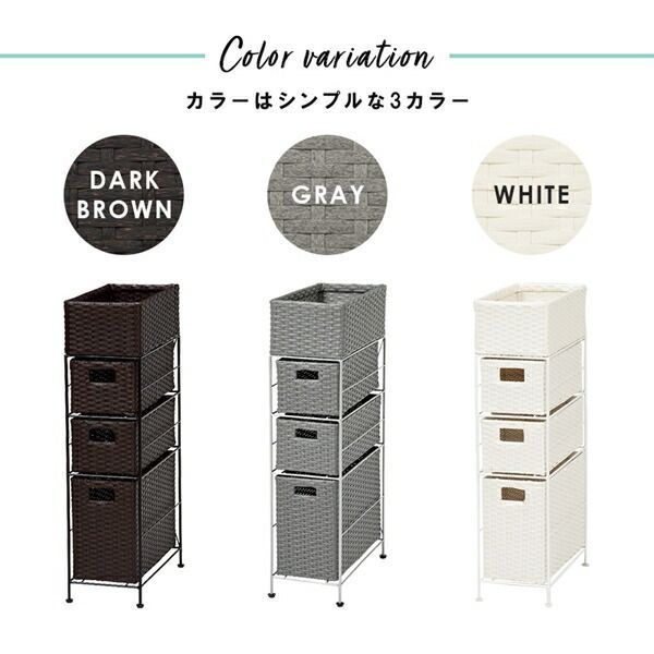 ランドリーチェスト スリムタイプ 3段 幅20.5cm 収納家具 タンス チェスト 完成品 RAN-2406 防水 チェスト スリム 通気性 引出し 水回り 収納 グレー NEXPOTALLINN_EU