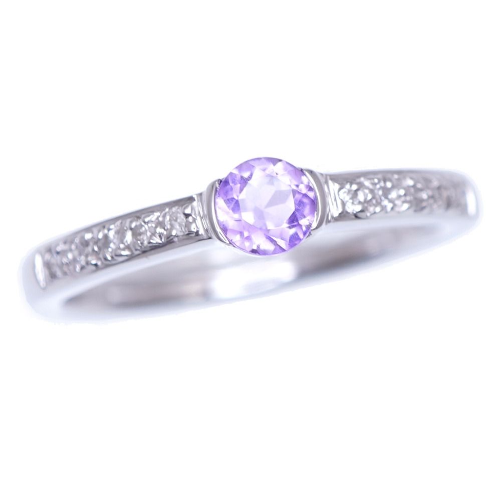 キングス ジュエリー アメジスト|ダイヤモンド K18WG リング ホワイトゴールド 指輪| 13号 ジュエリー 0031 KING S JEWELRY