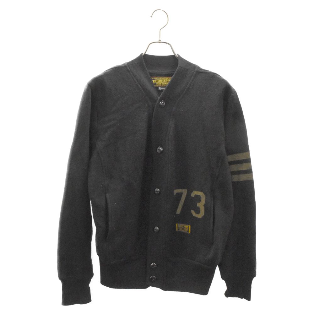 NEIGHBORHOOD (ネイバーフッド) 10AW LO73/W-CARDIGAN.LS 102FCNH-KNM01 ナンバリングデザインウールニットカーディガン ブラック