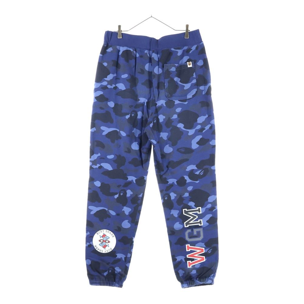 A BATHING APE アベイシングエイプ COLOR CAMO SHARK AWEAT PANTS カモ総柄 シャーク スウェットパンツ ブルー 001PTI301008M