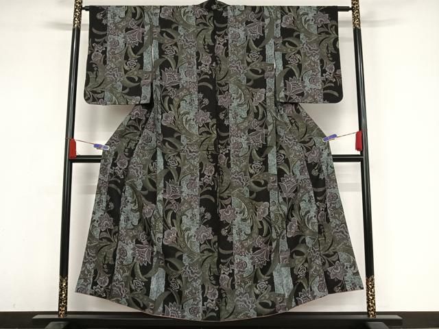 平和屋着物●上質な小紋　更紗花文　黒地　正絹　逸品　AABA4526np 平和屋着物○上質な小紋 更紗花文 黒地 正絹 逸品 AABA4526np - メルカリ