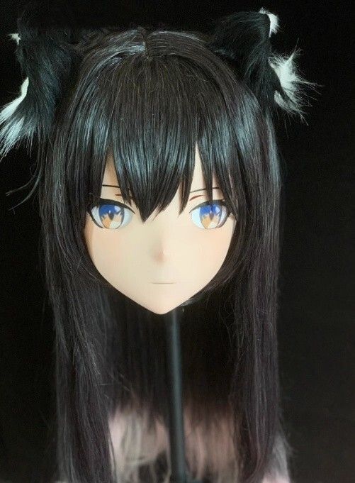 全頭マスク カツラ付き ロック付き NO.36 フルマスク ドール ヘッドロリータ人形 コスプレ マスク 変身 仮装 着ぐるみ 二次元美少女