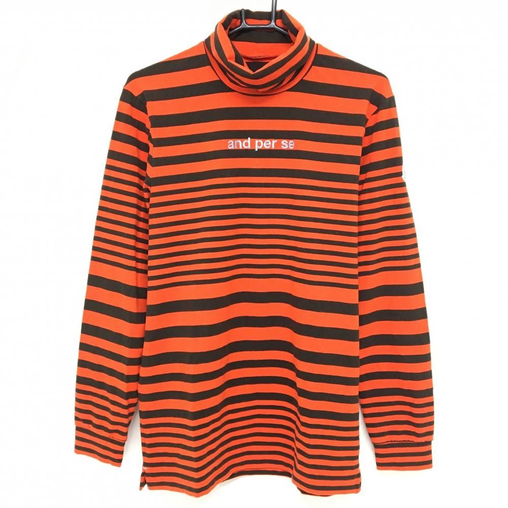 サイズ L美品】アンパスィ 長袖モックネックシャツ ゴルフ ボーダー