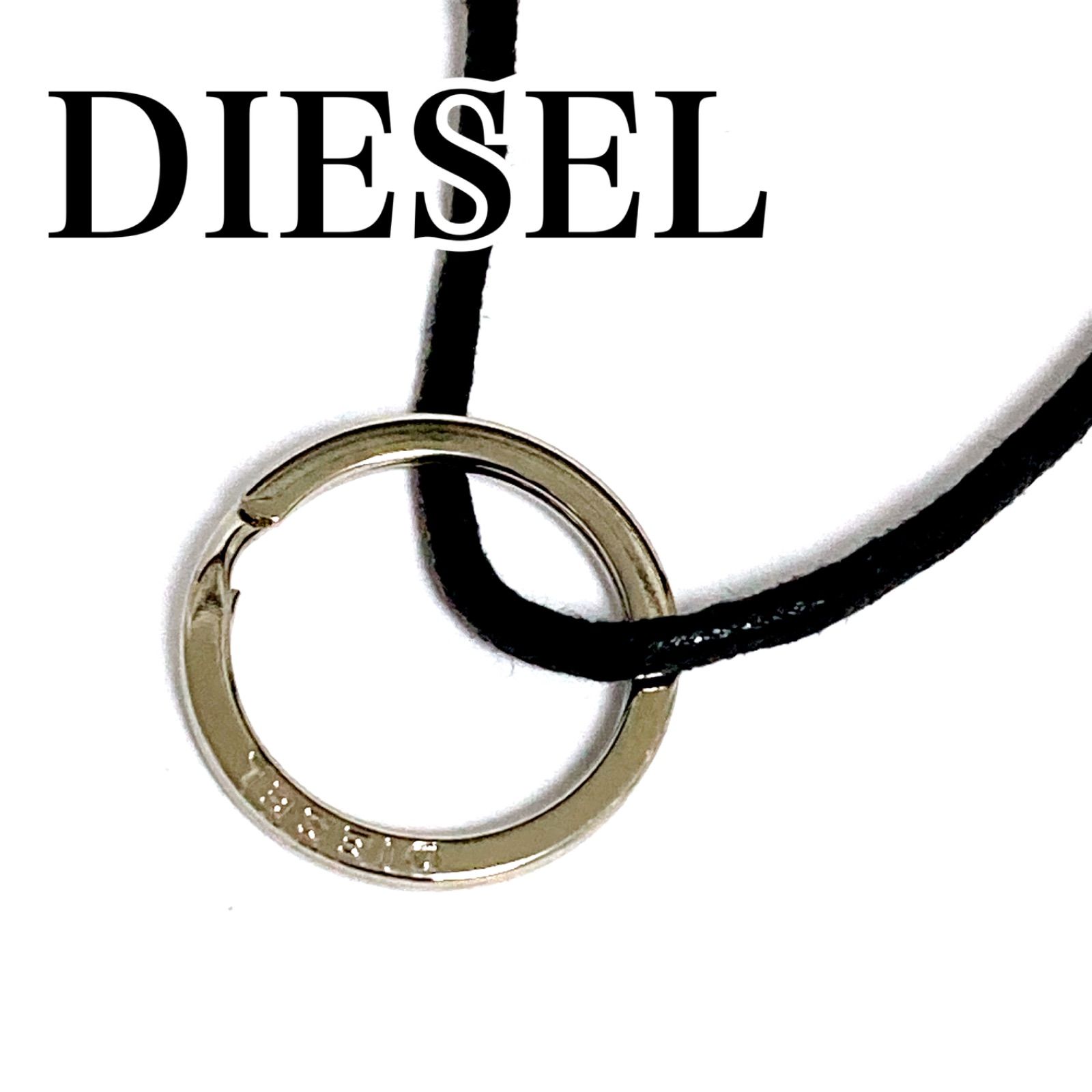 DIESEL シルバー ブラック リング ネックレス ☆ DIESEL ディーゼル ネックレス リング チョーカー ブラック