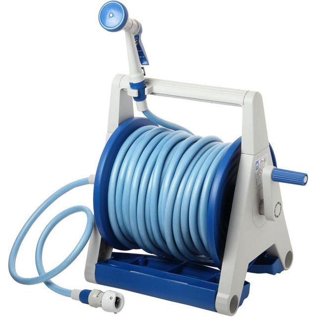 アイリスオーヤマ ハイパーリールAタイプ HRA-50AGRM グレー ブルー 散水ホース 耐圧糸入りホース