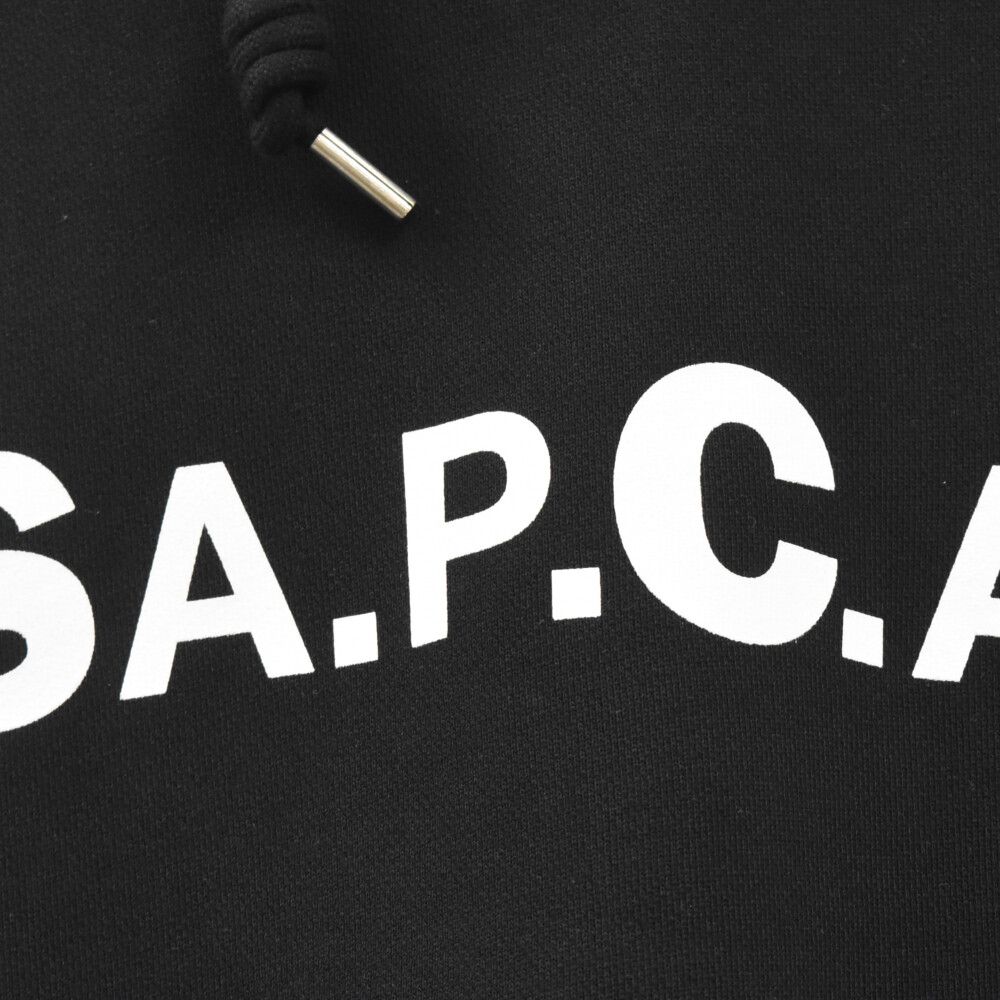 A.P.C アーペーセー 21SS ×sacai HOODIE TAIYO 21E2-COEON-M27655 サイドジップ付き フロントロゴ プルオーバーパーカー ブラック Sacai (サカイ) 21SS ×A.P.C HOODIE TAIYO アーペーセー フロントロゴ