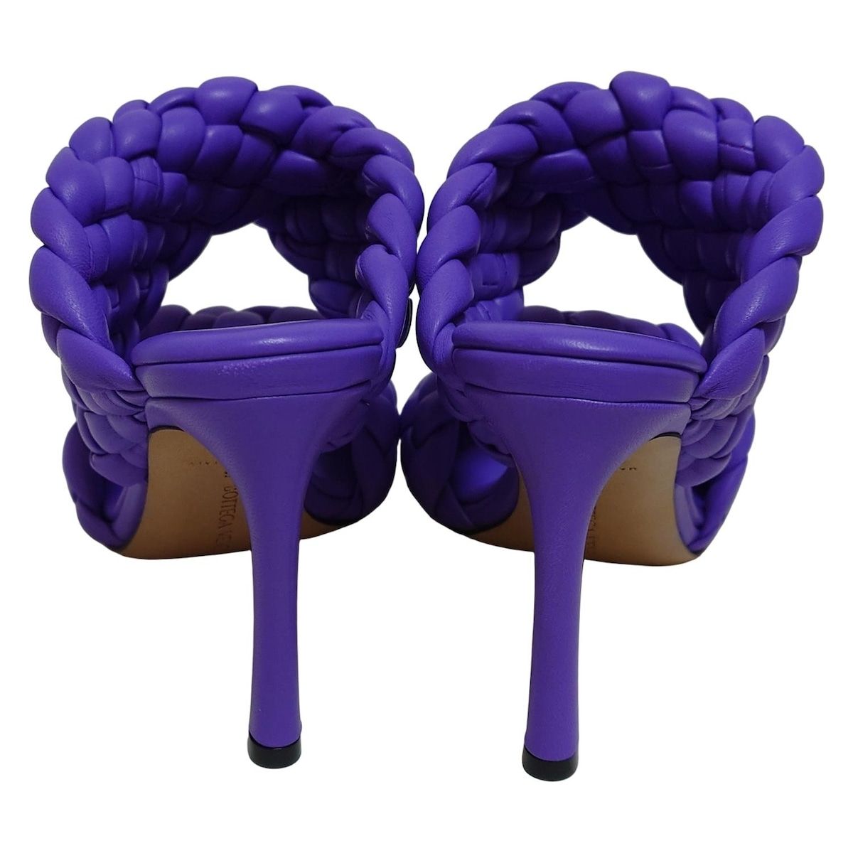 2度着用 BOTTEGA VENETA ボッテガヴェネタ ミュール 36 レディース - パープル イントレチャート レザー 簡単な