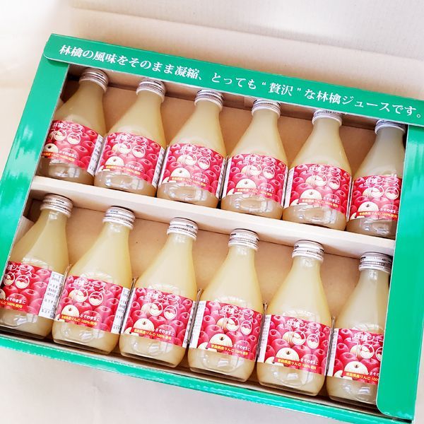 青森県産りんご果汁100%ストレートりんごジュース【180ml瓶