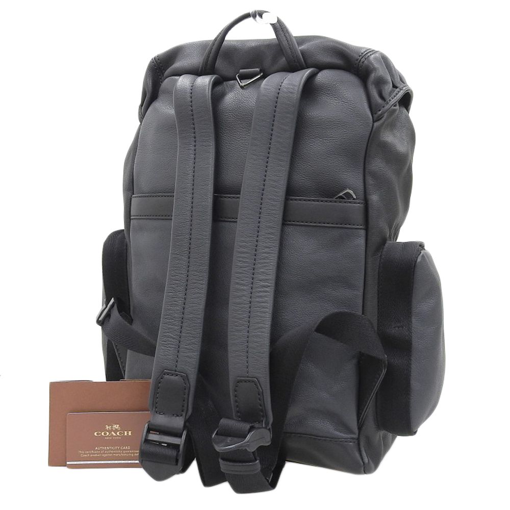 【ほぼ未使用】コーチ トンプソン バッグパック ロゴ 本革 レザー A4可 黒 COACH トンプソン 黒 レザー バックパック リュック シボ革 A4サイズ