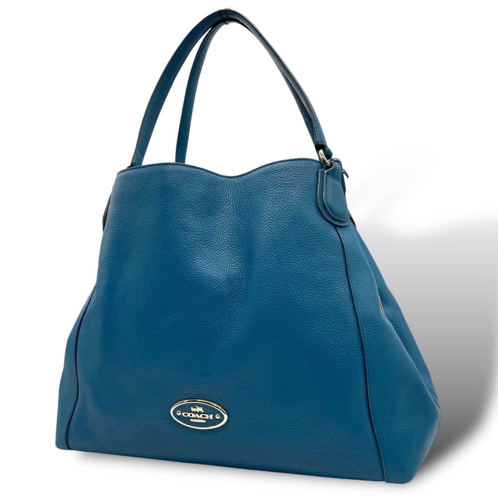 美品 コーチ 33547 ロゴ トートバッグ レザー レディース ブルー