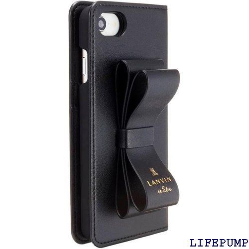 LANVIN en Bleu - Folio Case Stand u0026 Ring Ribbon for iPhone SE 第3世代 /SE 第2世代 /8/7 Black 948