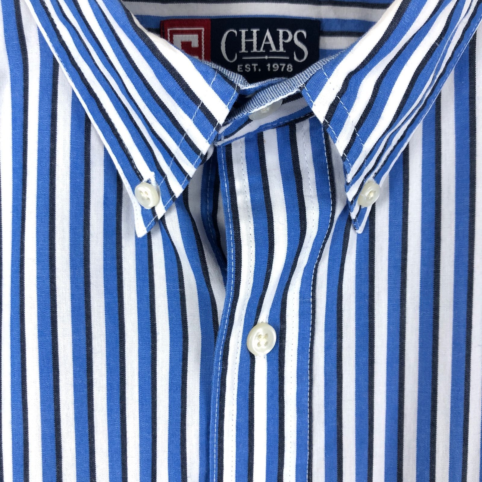 チャップス CHAPS ラルフローレン シャツ ストライプ 長袖 ブルー系 L