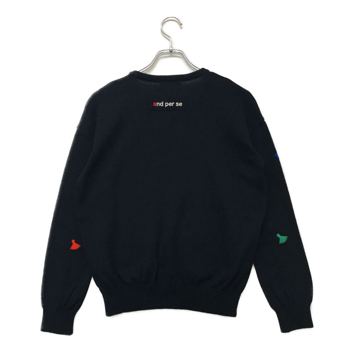 新品未使用　and per se セーター M 赤/白/紺 未使用品 レディース アンパスィ and per se セーター M 紺 ネイビー