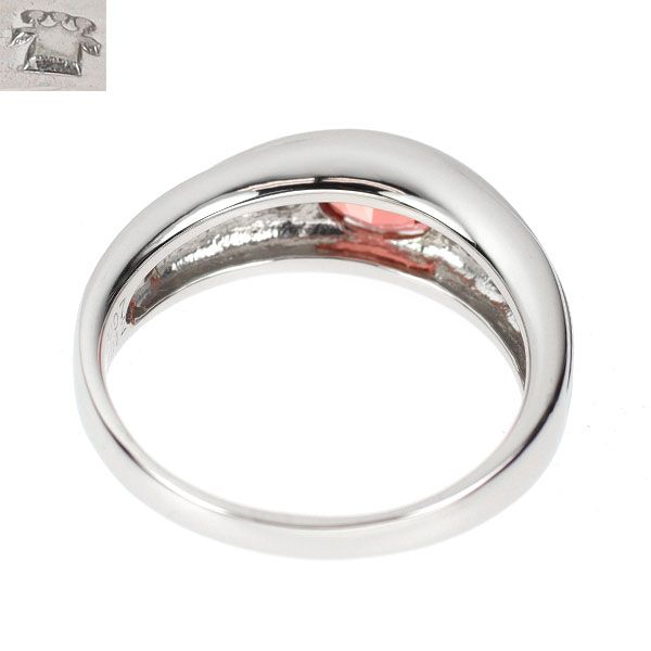 京セラ|ムーンジュエリー Pt950 再結晶パパラチア サファイア ダイヤモンド リング 0.97ct D0.12ct