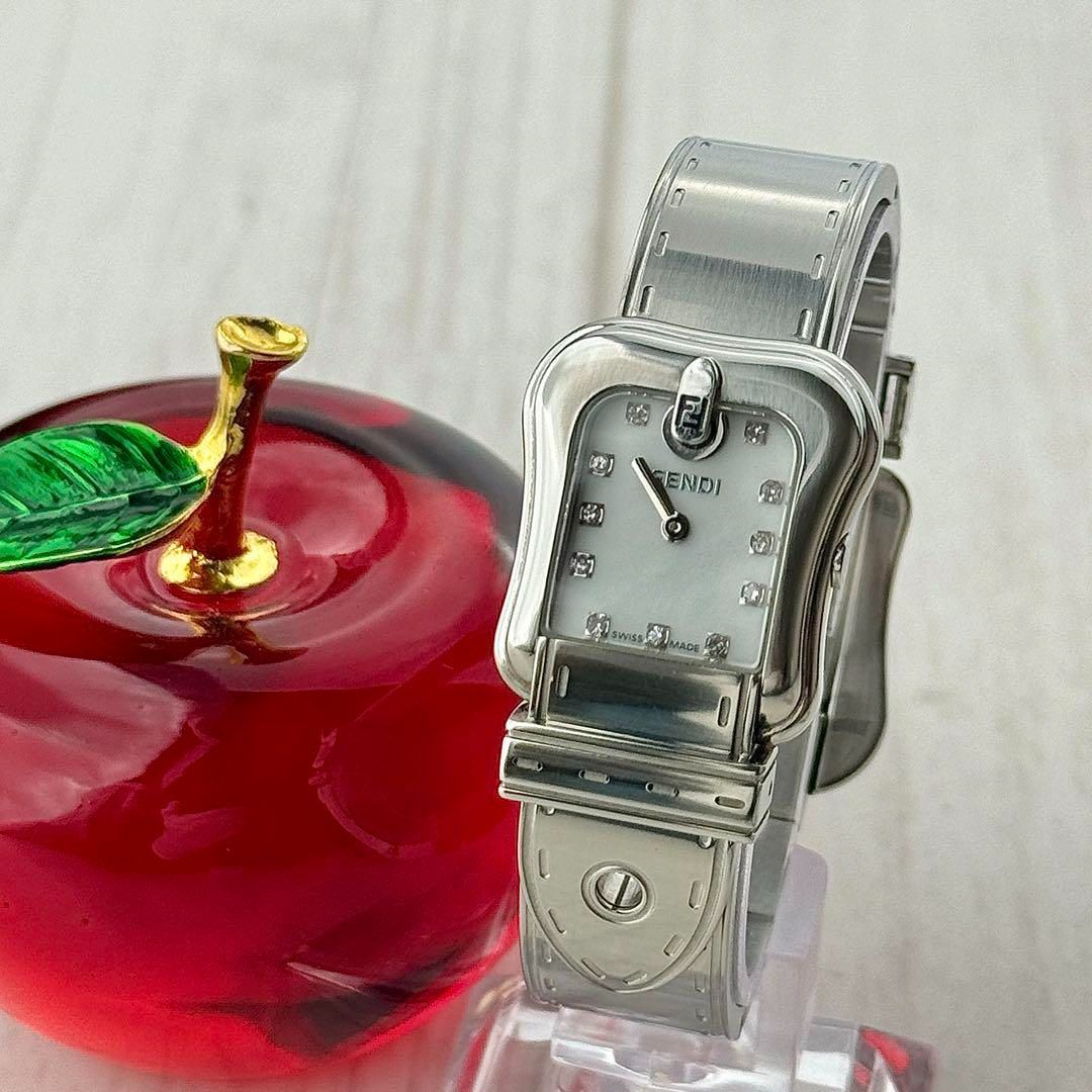 フェンディ 11Pダイヤ シェル 電池 レディース 腕時計 613
