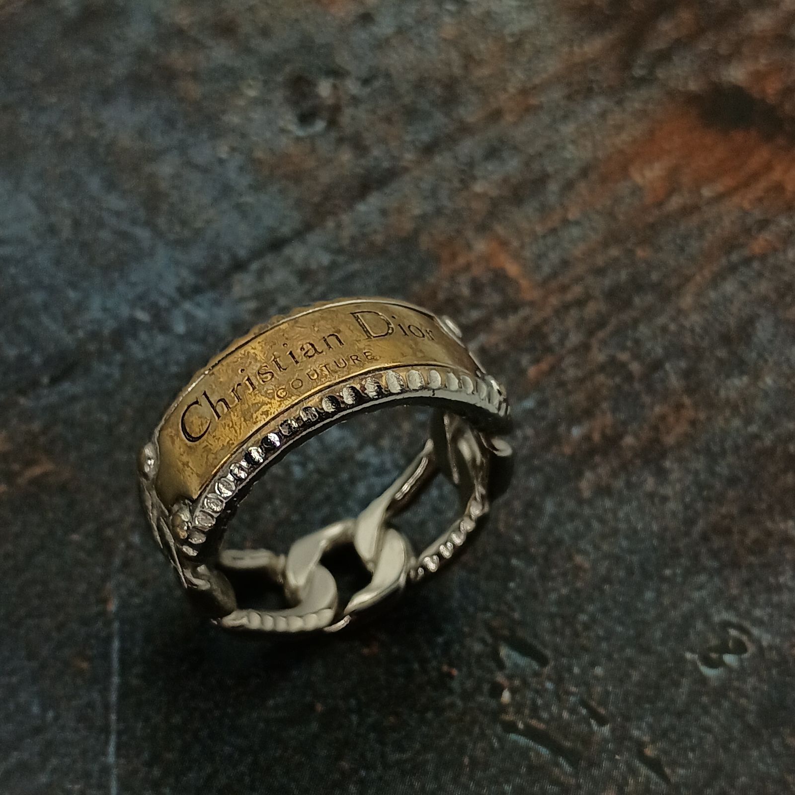 Christian Dior クリスチャンディオール 18号 ゴールドロゴ リング 指輪 メタル ヴィンテージ