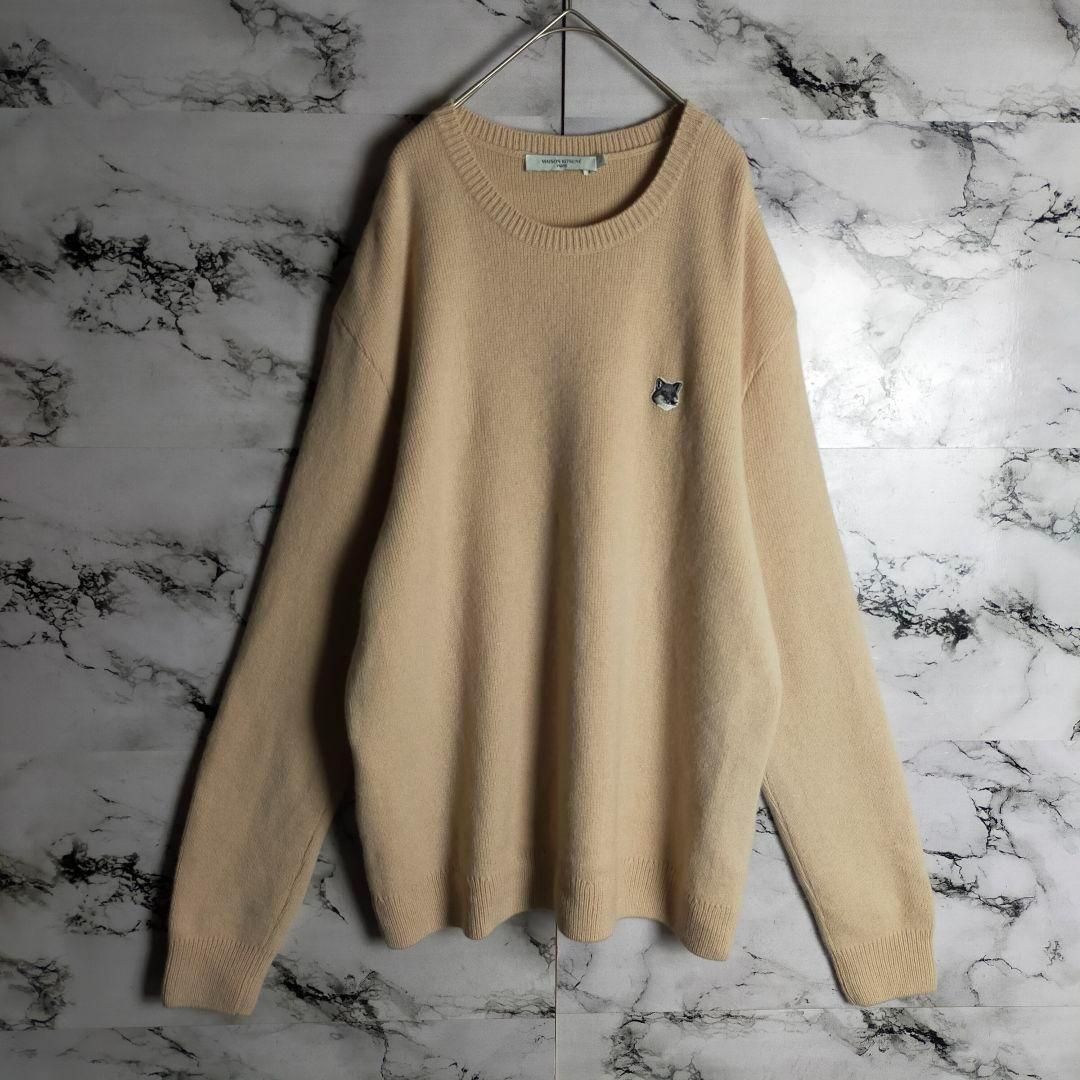 即 モデル メゾンキツネ Lサイズ フォックスワッペンロゴ ニット