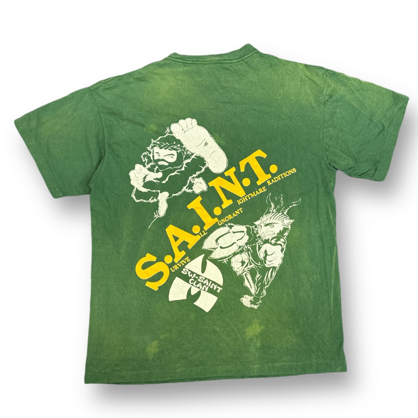 定価34100円 SAINT MICHAEL 24SS SW_SS TEE/SAINT CLAN Tシャツ カットソー セントマイケル SM-YS8-0000-C16 グリーン L  75665A5