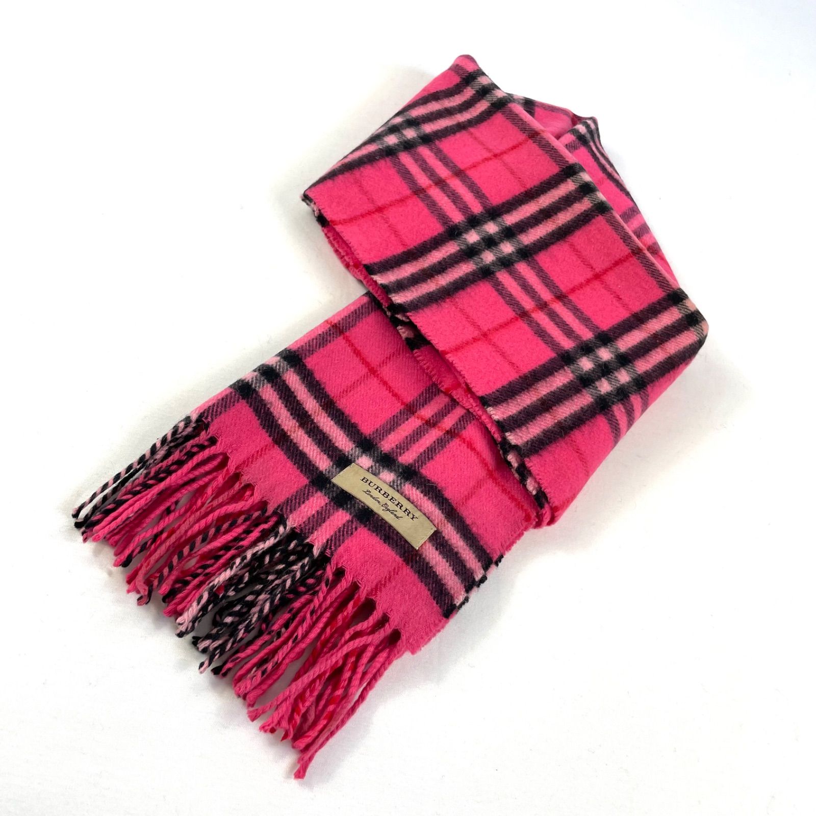 BURBERRY ノバチェック ピンク マフラー カシミヤ100% イングランド