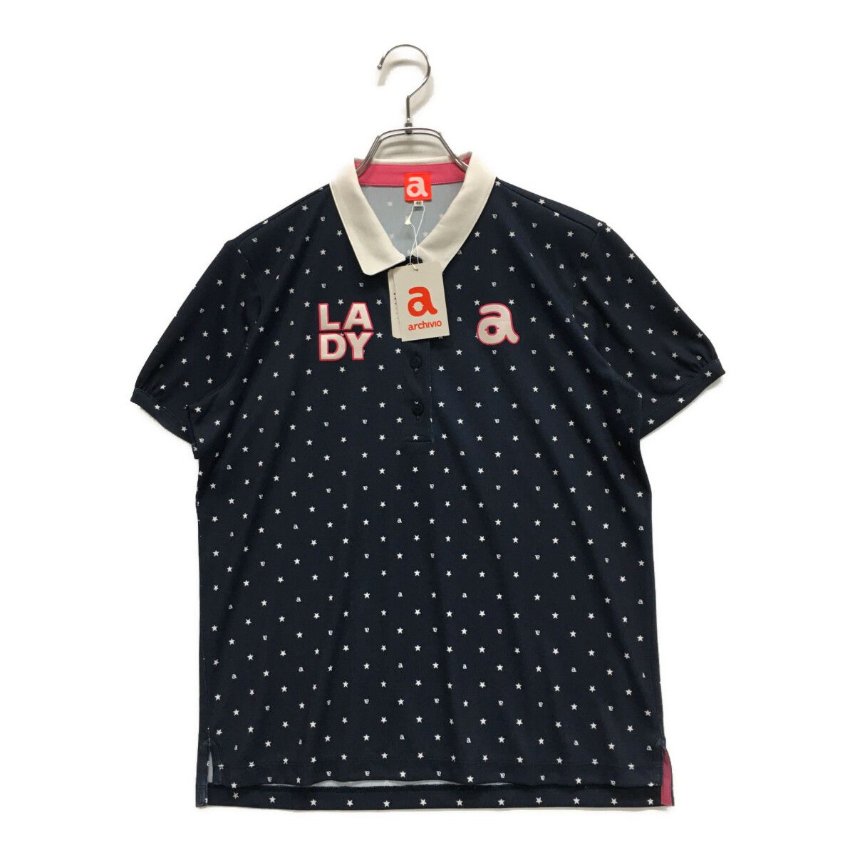 archivio - coco 未使用品 アルチビオ archivio レディース 半袖ポロシャツ 40(L) 紺 ネイビー  星柄 未使用品 レディース アルチビオ archivio 半袖ポロシャツ 40(L