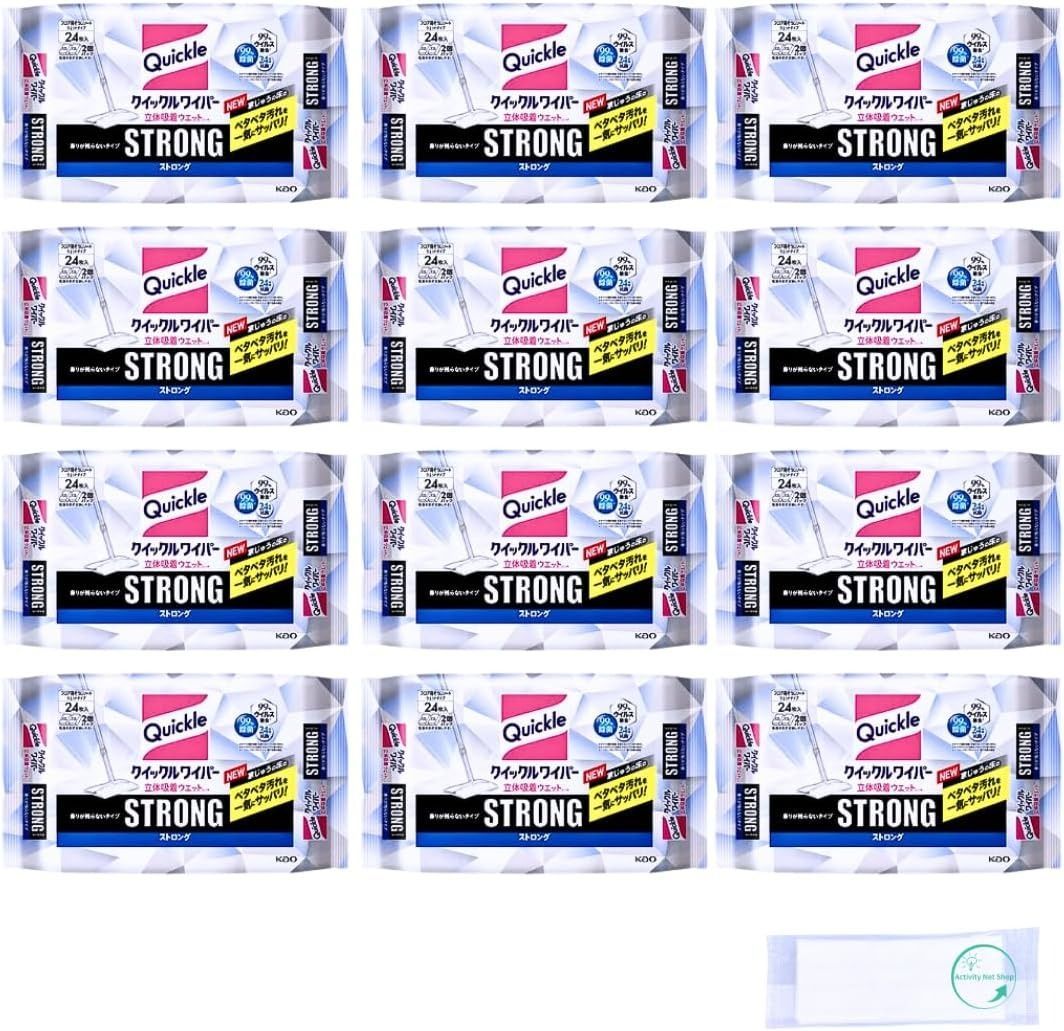 クイックルワイパー 立体吸着ウエットシート ストロング ガンコな油汚れに 24枚 ×12個 フロア用掃除道具
